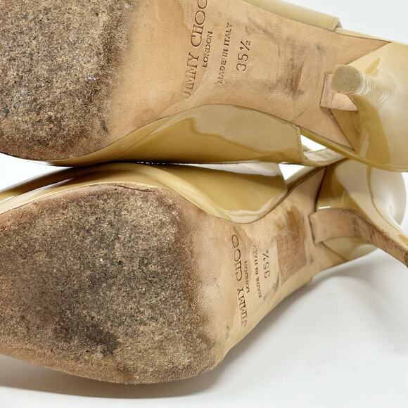 Jimmy Choo Nova Patent Leather Slingback Peep Toe Heels - Picture 11 of 12